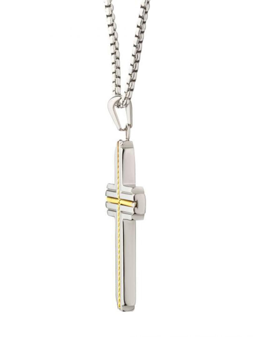 Rope Cross Inox Halsband - Silver/Guld