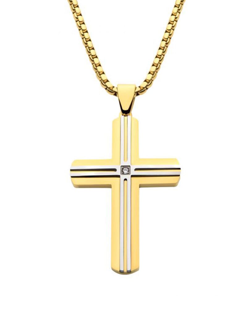 Layered Cross Inox Halsband - Guld/Silver