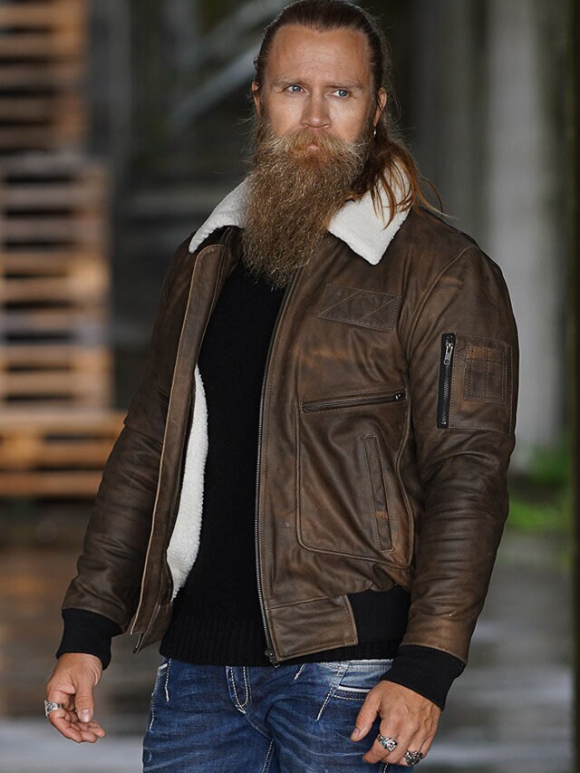 RD Raptor Aviator Fodrad Skinnjacka - Mörkbrun