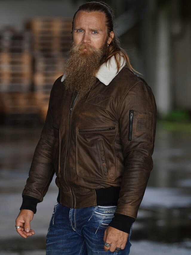 RD Raptor Aviator Fodrad Skinnjacka - Mörkbrun